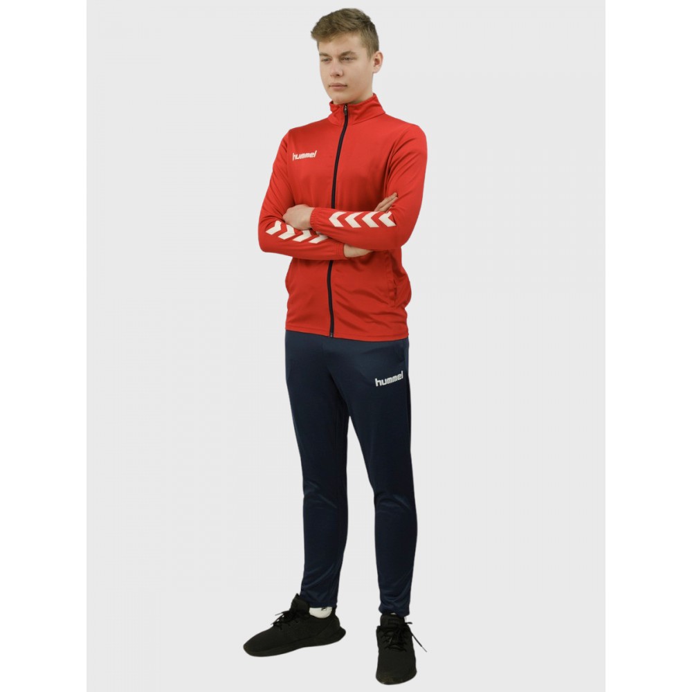 Komplet Dresowy Hummel PROMO Poly Suit Czerwono Granatowy Bluza Spodnie