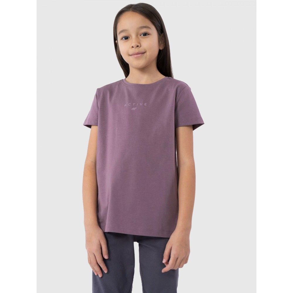 Koszulka Dziewczęca 4F T-Shirt Sportowy Ciemny Fiolet