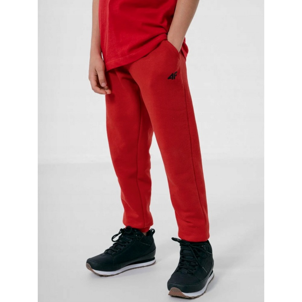 Spodnie Chłopięce 4F Bawełniane Czerwone