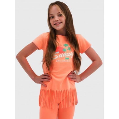Koszulka Dziewczęca 4F Sportowa Bawełniana Pomarańczowa