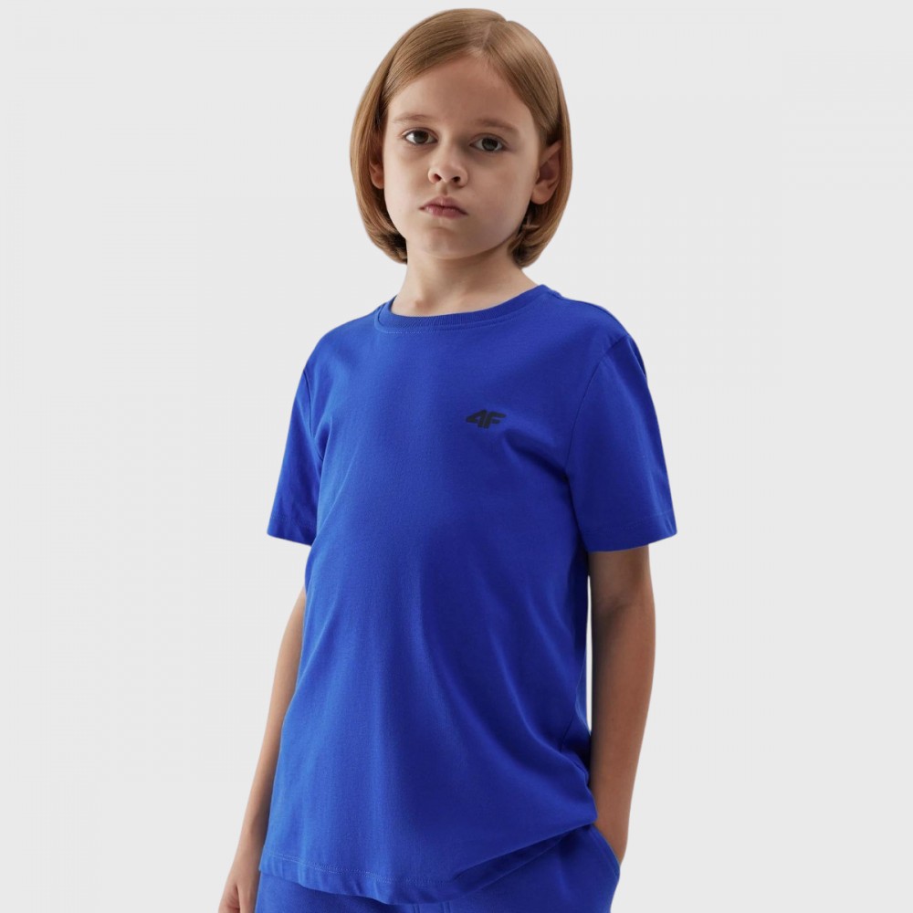 Koszulka Chłopięca 4F Bawełniana Niebieska