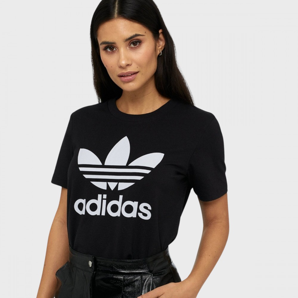 Koszulka Damska Adidas Originals Trefoil Bawełniana Czarna