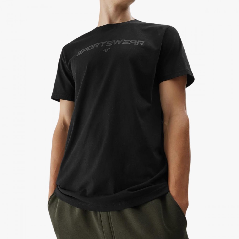 Koszulka Męska 4F T-Shirt Bawełniany Czarny Krótki Rękaw