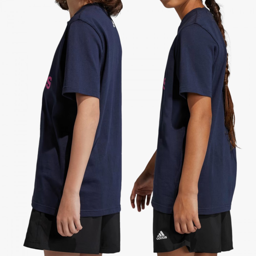 Koszulka Dziewczęca Adidas Bawełniana Granatowa