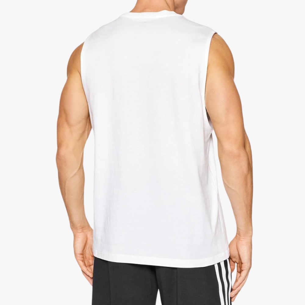 Koszulka bez rękawów Adidas Top Tank Biały Bawełniany Męski
