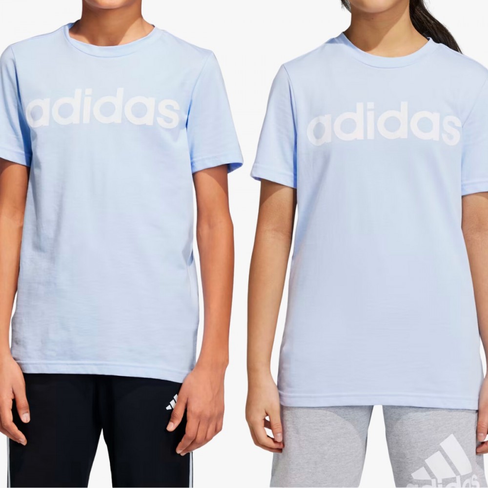 Koszulka Dziewczęca Chłopięca Adidas Unisex Bawełniana Błękitna