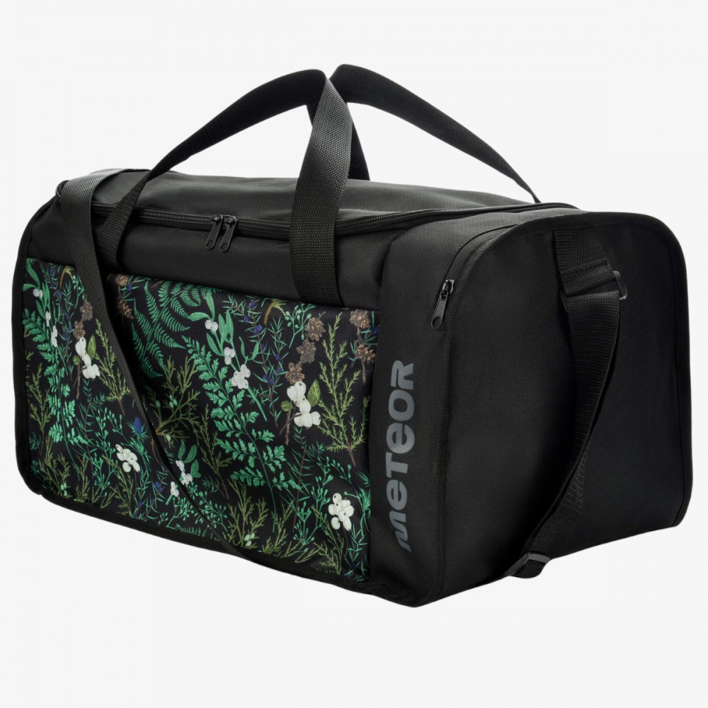 Sportowa Torba Meteor Fitness Czarna w Kwiaty 40L