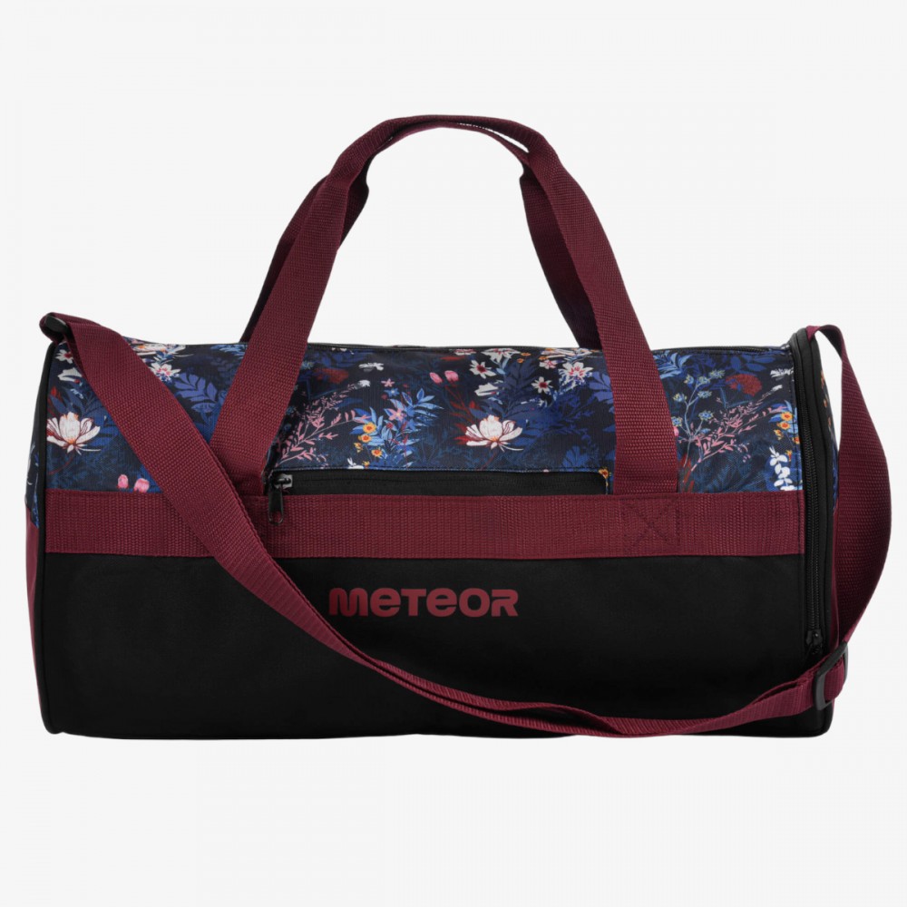 Sportowa Torba Meteor Bordowa w Kwiaty 25L