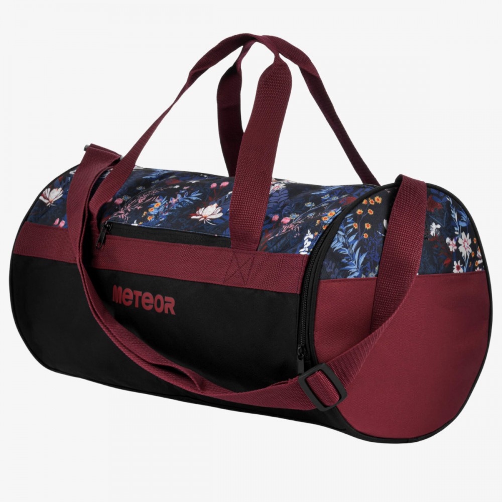 Sportowa Torba Meteor Bordowa w Kwiaty 25L