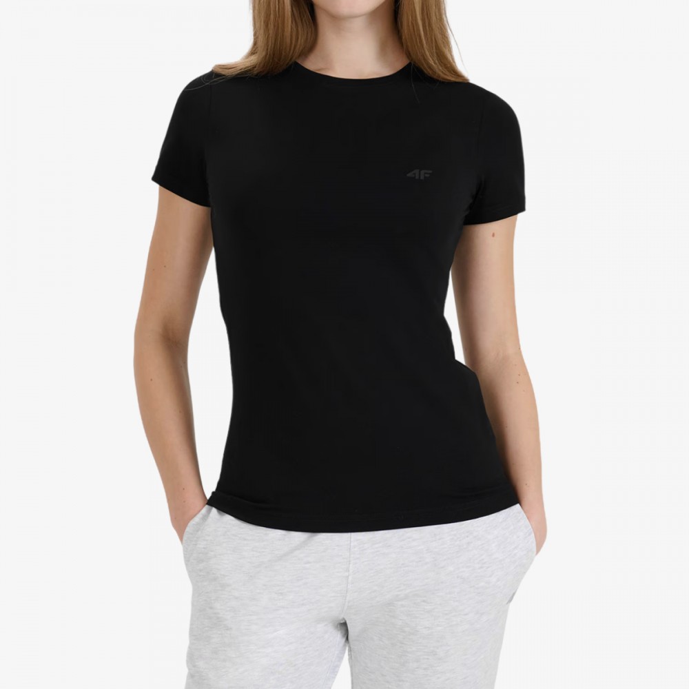 Koszulka Damska 4F Slim Fit Bawełniana Czarna