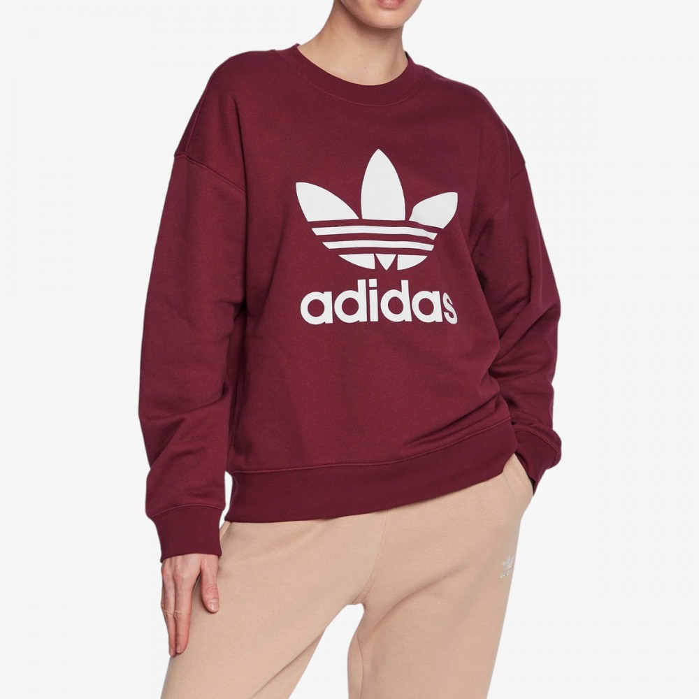 Bluza Damska Adidas Originals Trefoil Oversize Bordowa