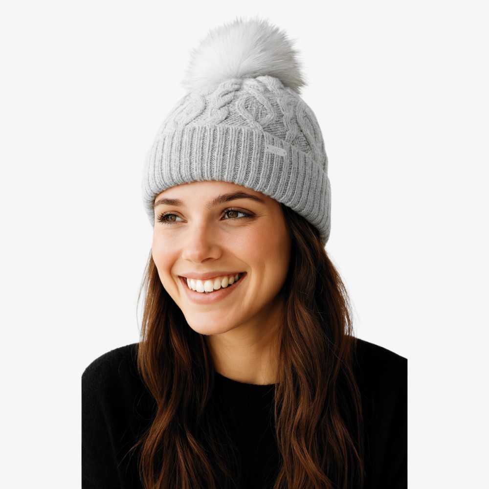 Czapka Zimowa 4F Damska Z Pomponem Szara