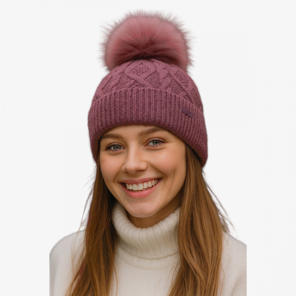 Czapka Zimowa 4F Damska Z Pomponem Burgund