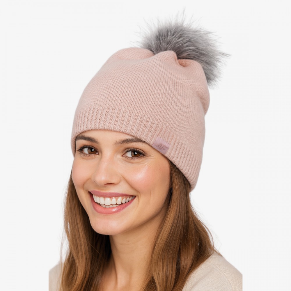 Czapka Damska 4F Zimowa Pudrowy Róż